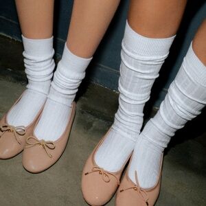 Steve Madden Ribbed Knee High Socks White